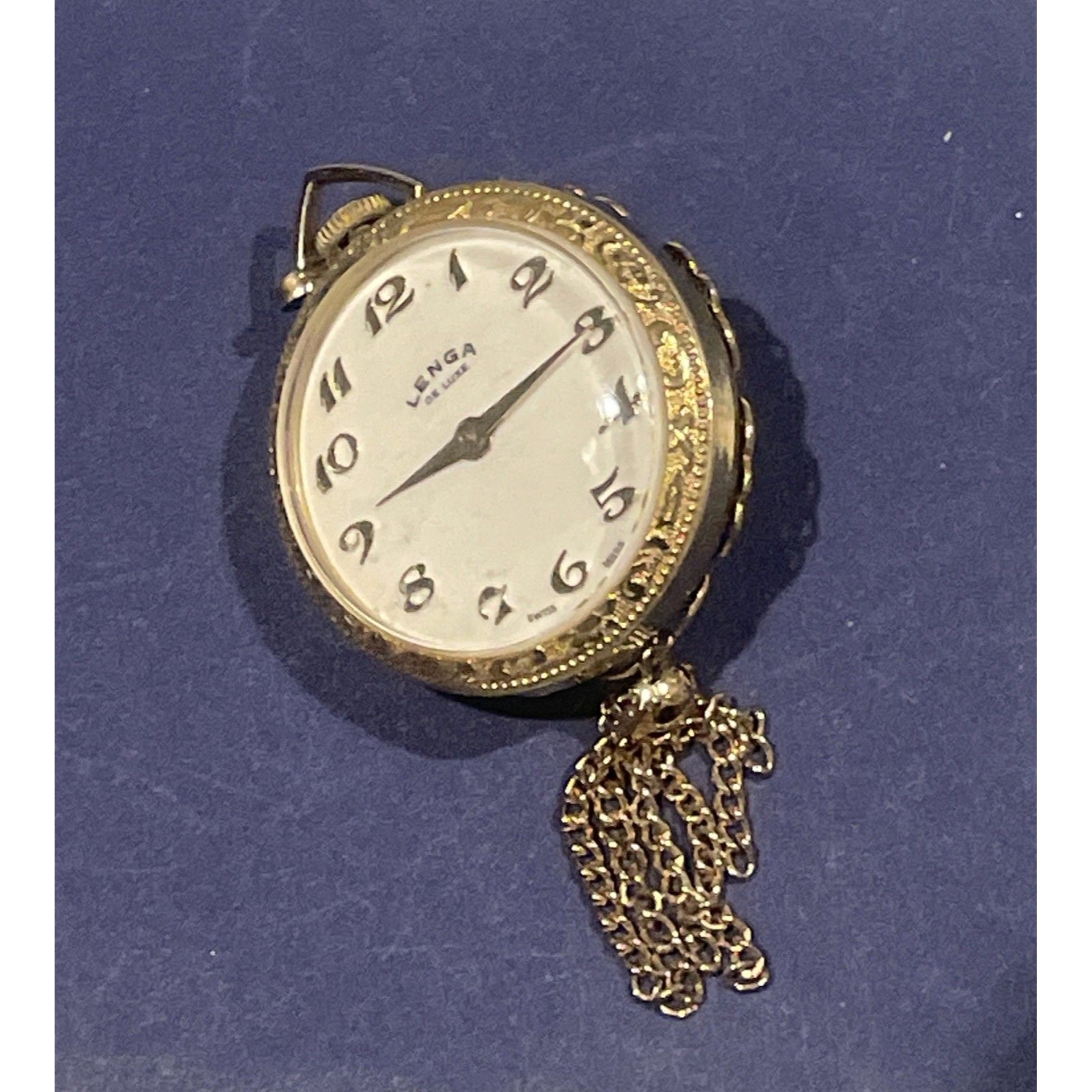 Vintage Watch Necklace Pendant Gold Filled W Turqouise Flower Center 200$